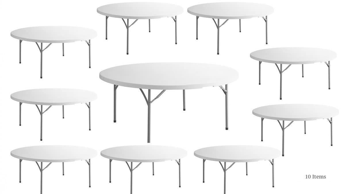 White 72 Inch Round Plastic Folding Table M516