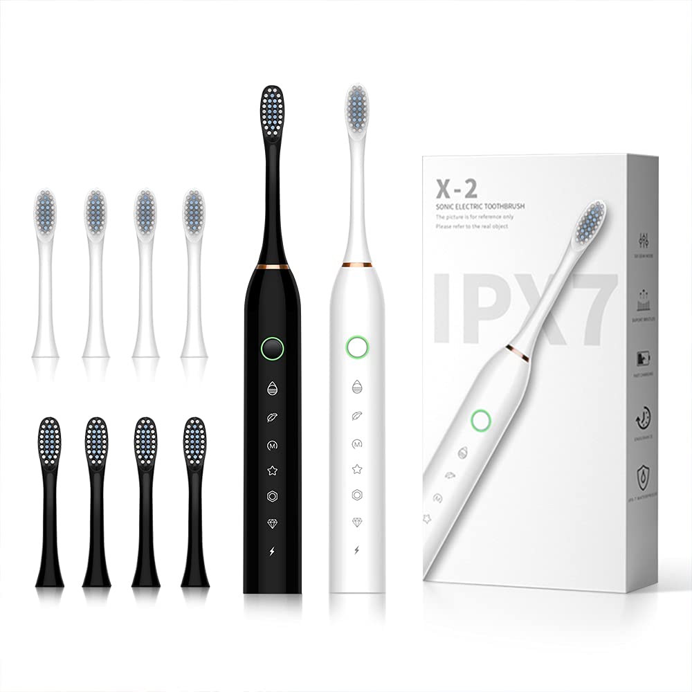2 Pack Sonic Electric Toothbrush with 8 Heads V85444