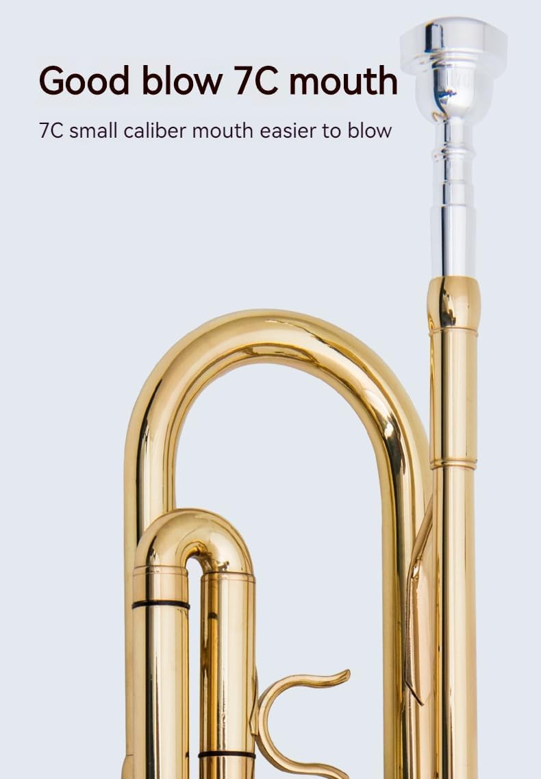 Golden B Flat Three-Tone Trumpet with Box Maintenance Suit Y481