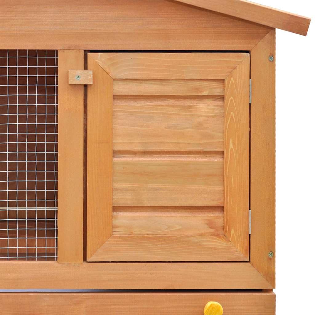 2-Tier Outdoor Rabbit Hutch with Wood Frame and Ramp M4639