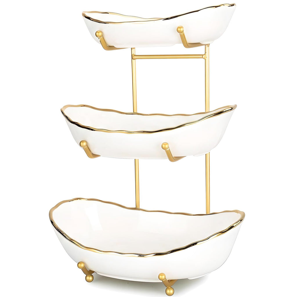 3 Tier White Ceramic Fruit Bowl B222621