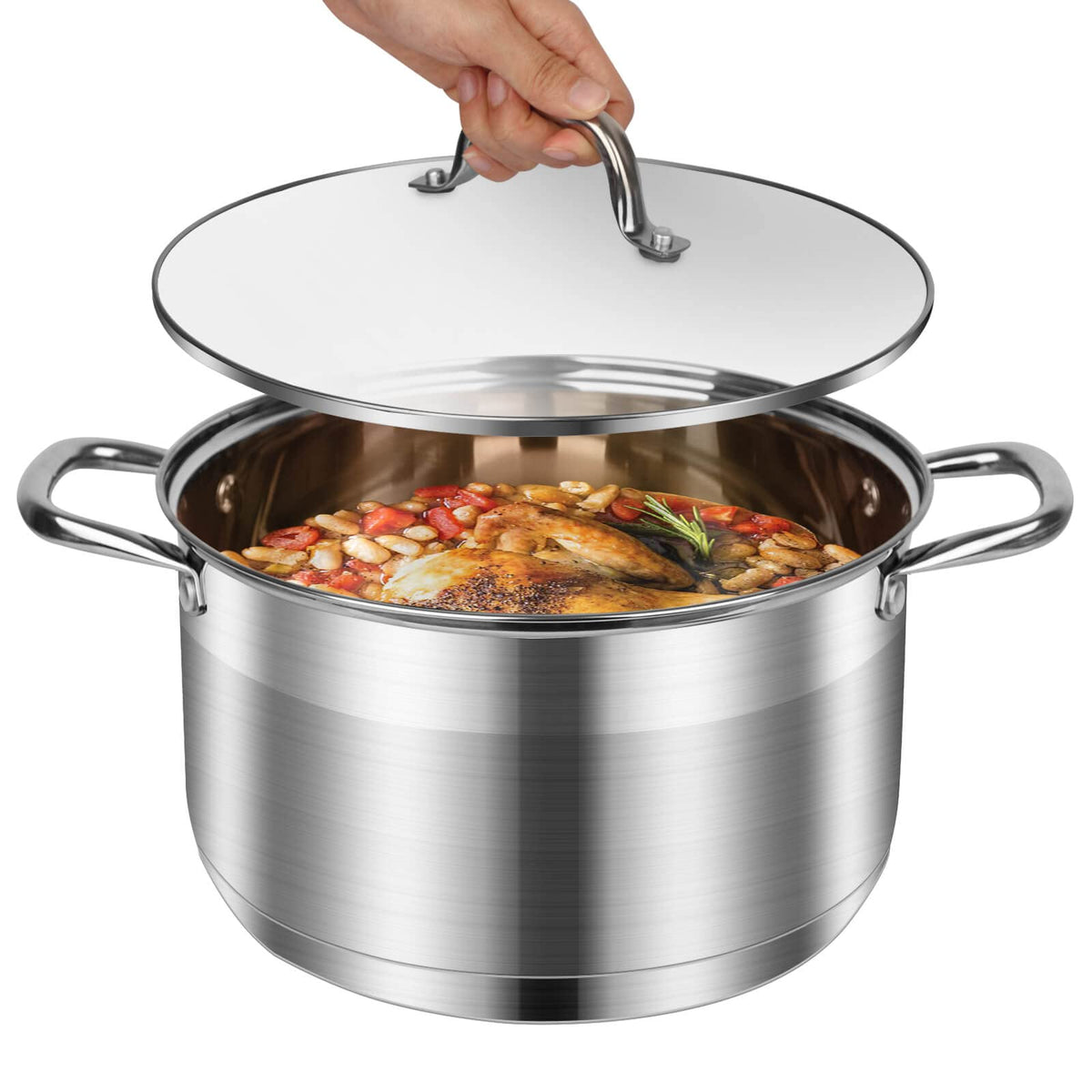 10 Quart Stainless Steel Stock Pot with Lid H240