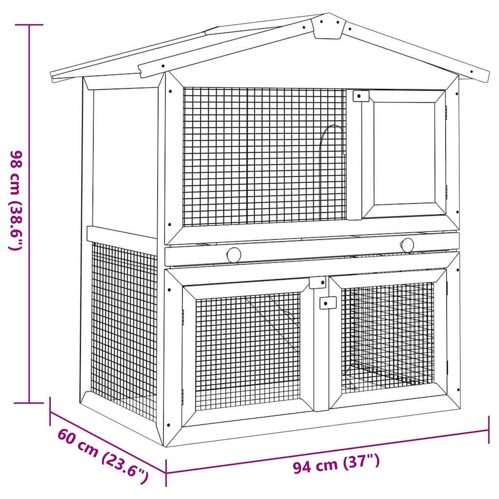 2-Tier Outdoor Rabbit Hutch with Wood Frame and Ramp M4639