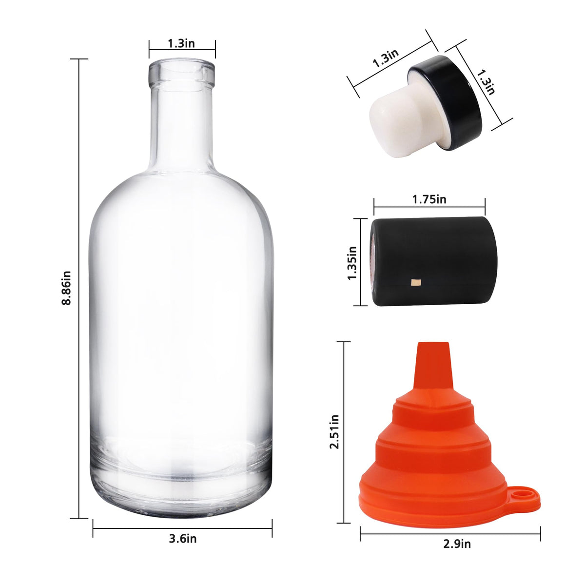 4 Pack 25oz Clear Glass Bottles with Cork Lids C2350