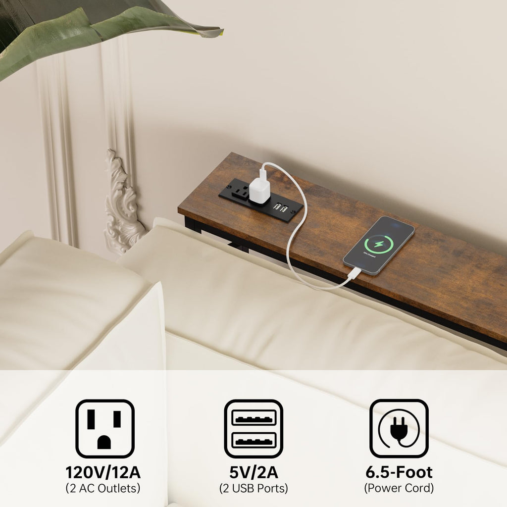 5.9" Narrow Console Table with Outlet Metal Frame N7368