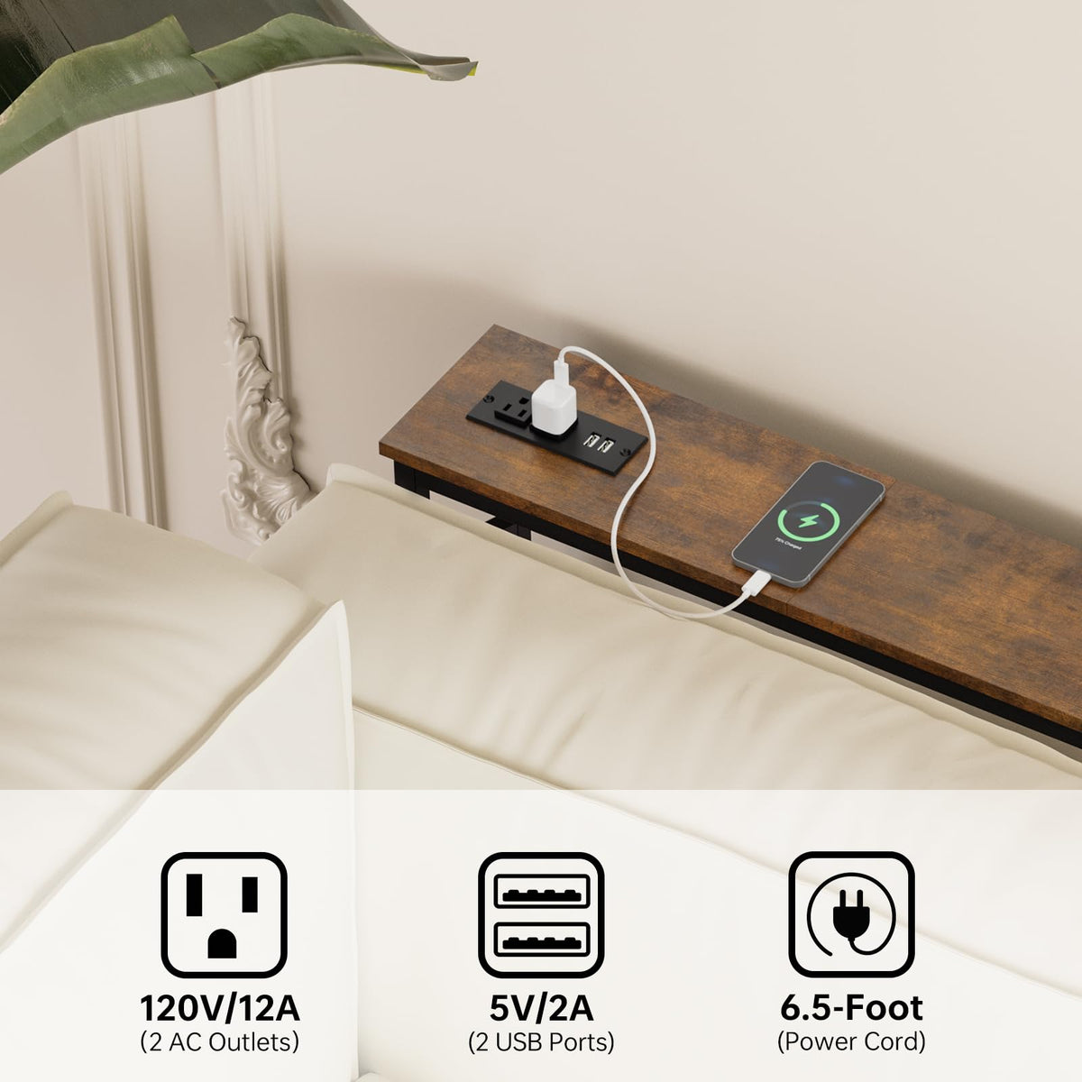 5.9" Narrow Console Table with Outlet Metal Frame N7368