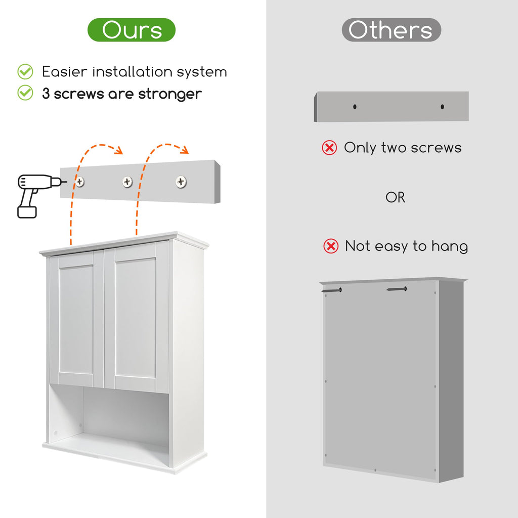 White Wall Mount Bathroom Cabinet with Adjustable Shelves Q3463