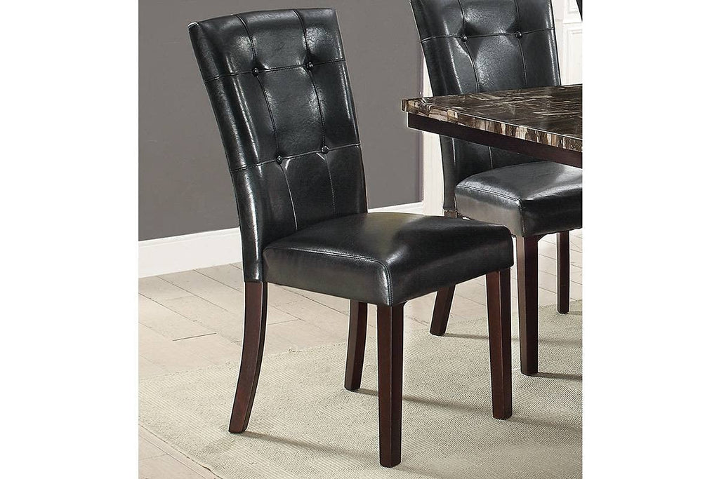 Set of 2 Black Faux Leather Tufted Dining Chairs Q221