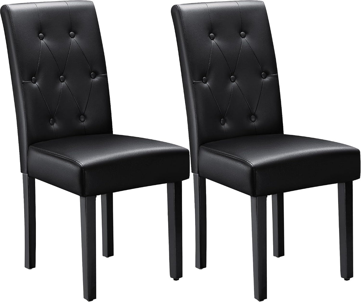 Upholstered Dining Chairs Set of 2 PU Leather Button Tufted M672