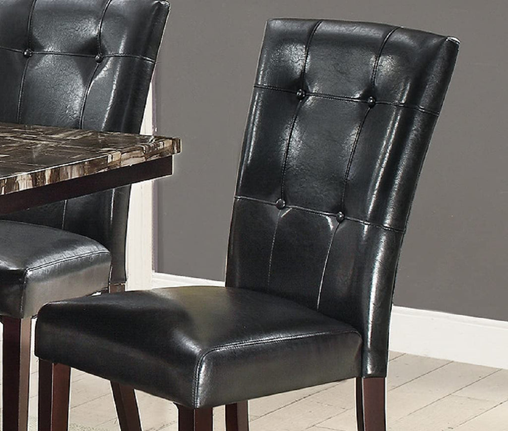 Set of 2 Black Faux Leather Tufted Dining Chairs Q221