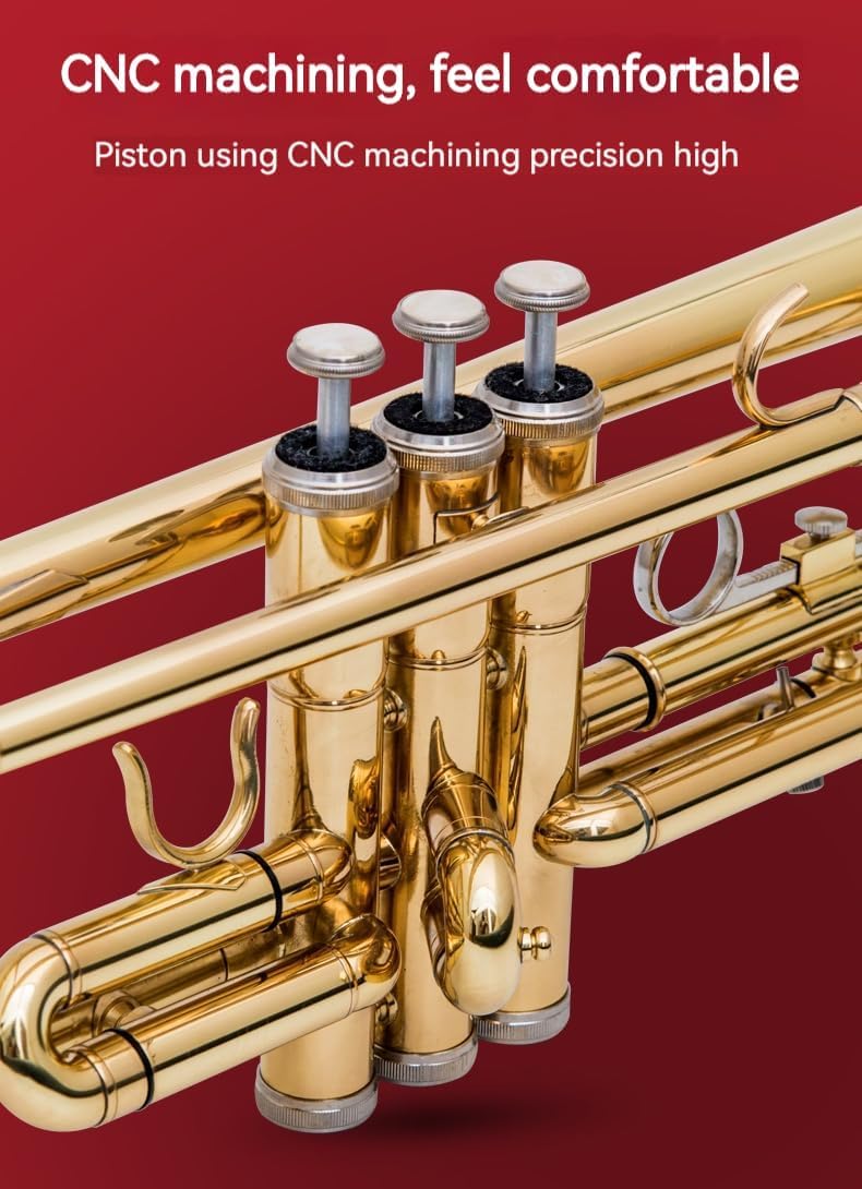 Golden B Flat Three-Tone Trumpet with Box Maintenance Suit Y481