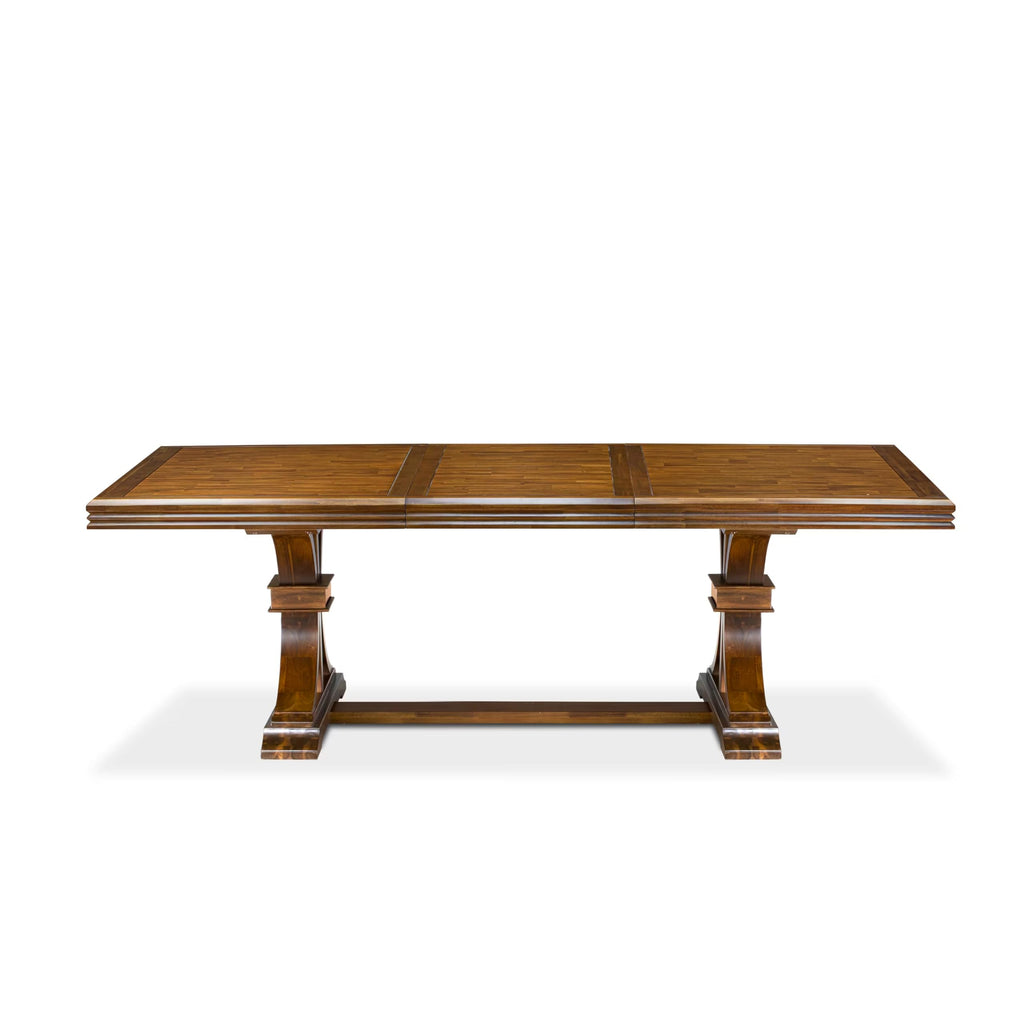 9-piece Dining Table Set with 8 Light Tan Linen Fabric Chairs L371