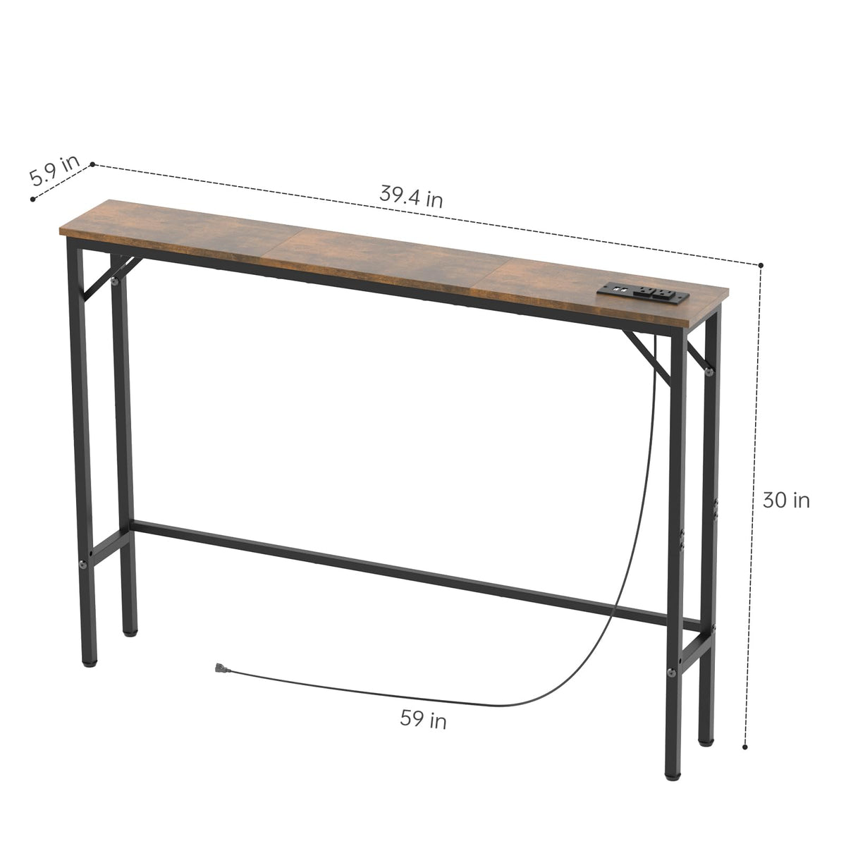5.9" Narrow Console Table with Outlet Metal Frame N7368