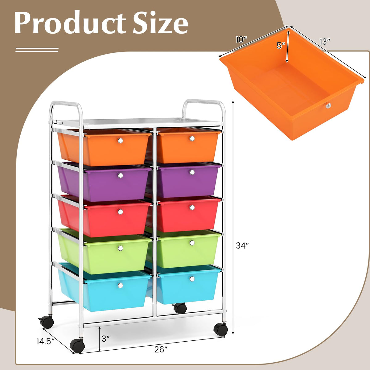 10 Drawer Rolling Storage Cart V499354