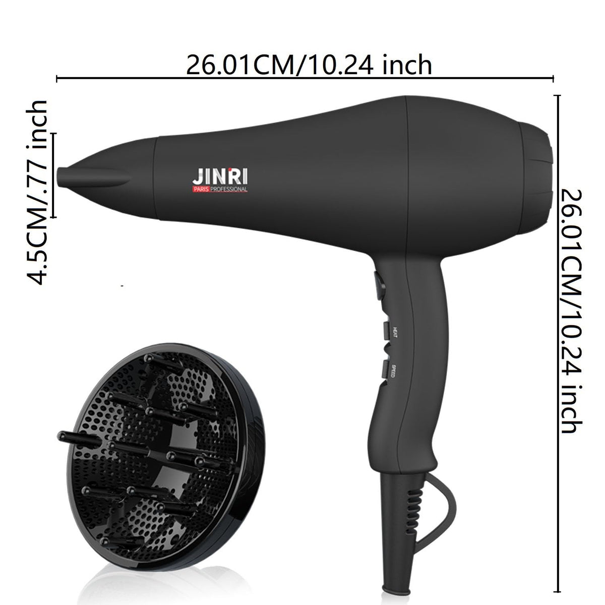 1875W Ionic Hair Dryer with Diffuser and Concentrator U798