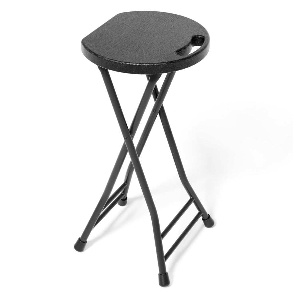 24 Inch Folding Stool 500LBS Capacity Portable Collapsible Stool Black A773432