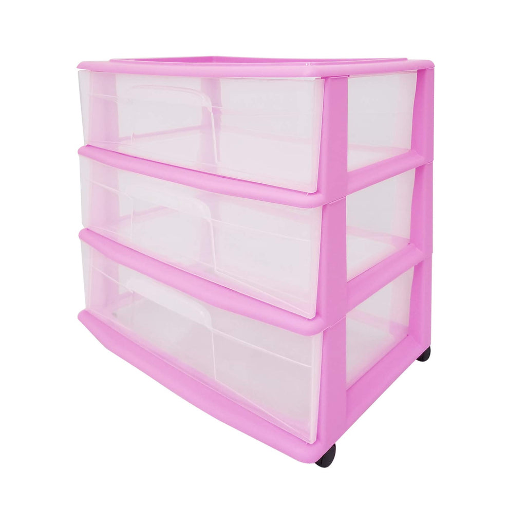 Wide Plastic 3 Drawer Storage Cart S290