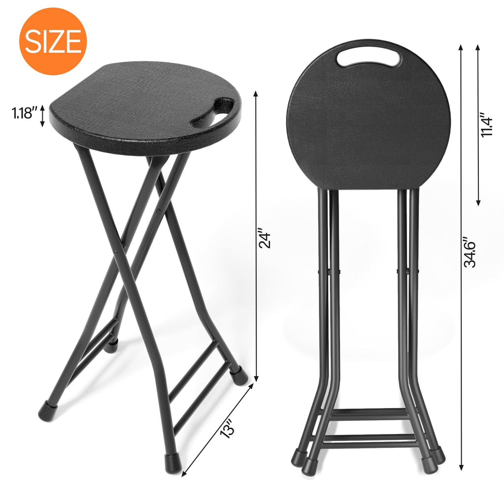 24 Inch Folding Stool 500LBS Capacity Portable Collapsible Stool Black A773432