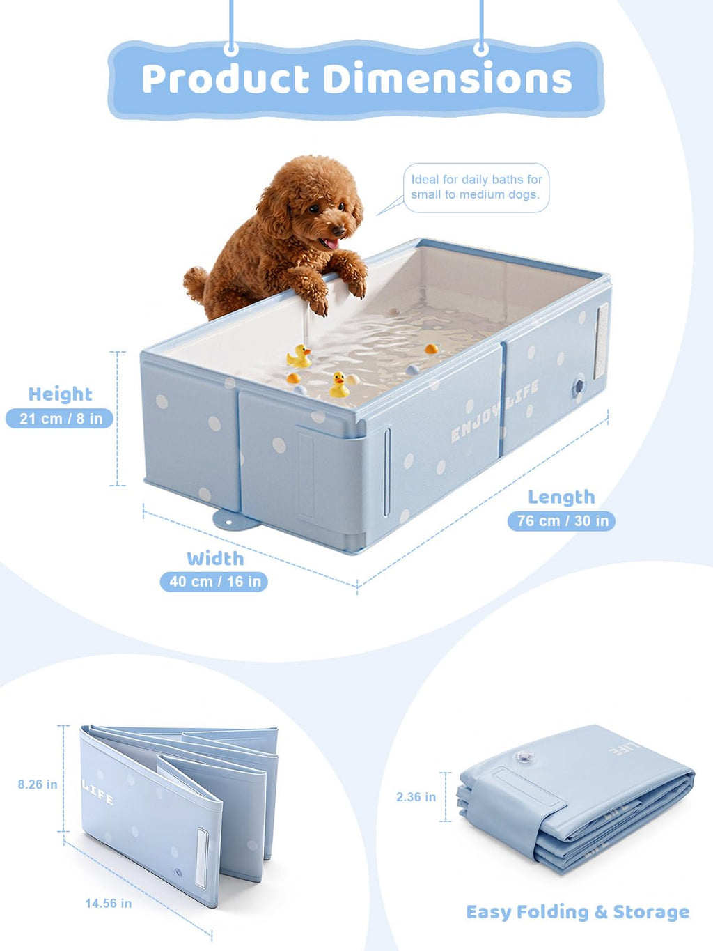Collapsible Dog Bath Tub with Side Drain Outlet V64180