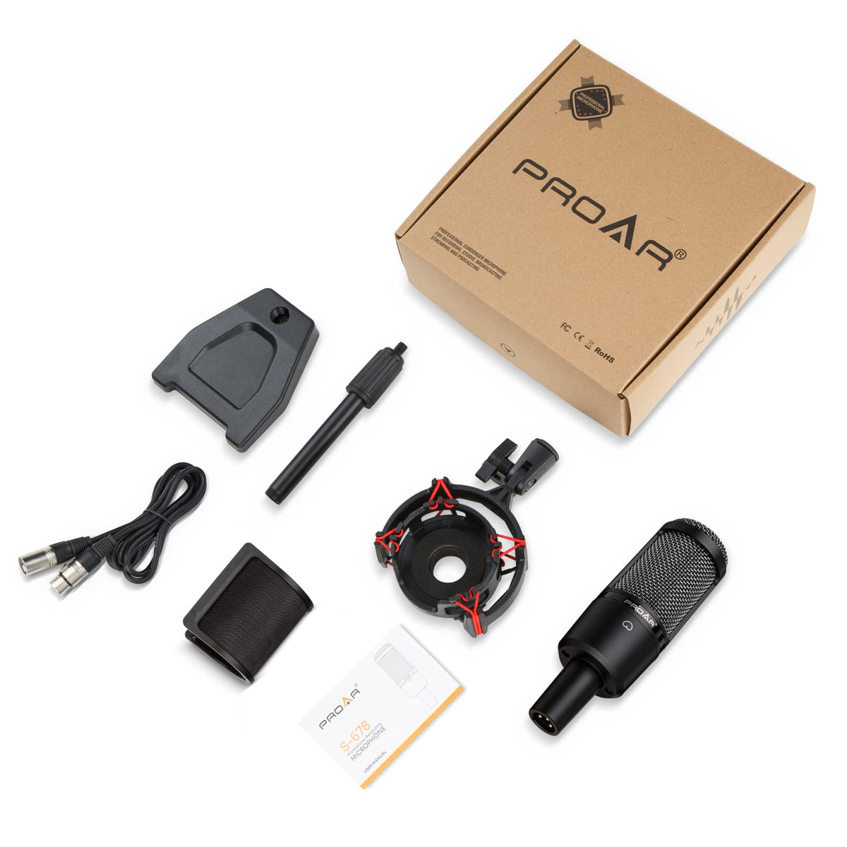 XLR Cardioid Condenser Podcast Microphone with Desktop Stand T435