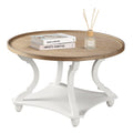 Farmhouse Round Coffee Table with Storage Shelf N1824