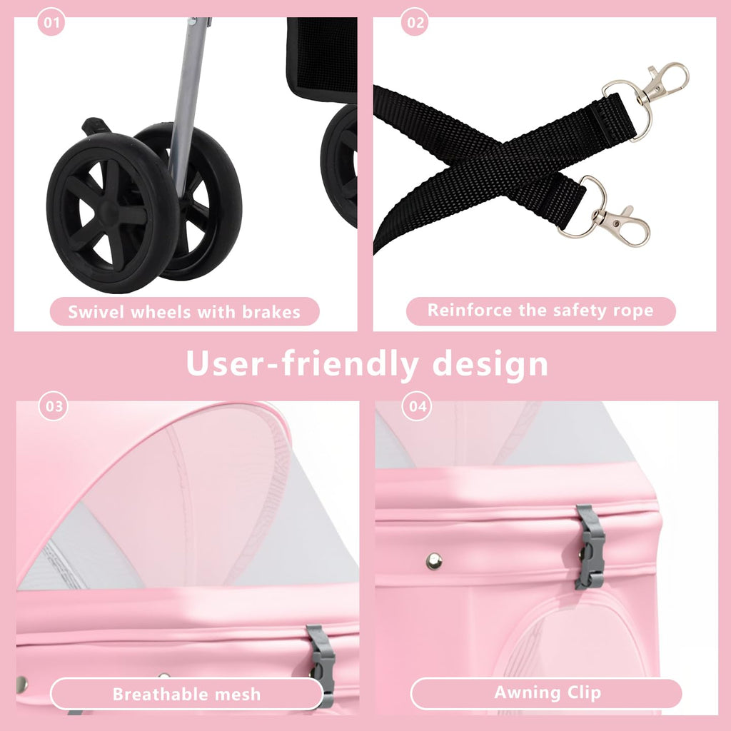 Pink Pet Stroller E6852