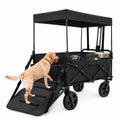 Large Dog Wagon Cart with Canopy, All-Terrain Wheels, Ramp Tailgate R1634