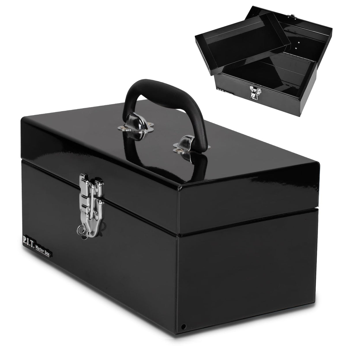 Metal Tool Box 12 Inch Portable Small Toolbox with Latch Black Q309080