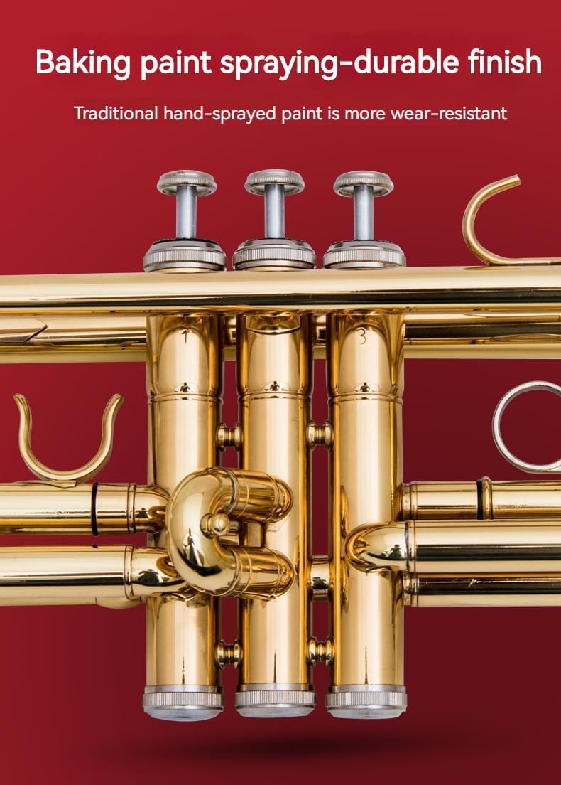 Golden B Flat Three-Tone Trumpet with Box Maintenance Suit Y481