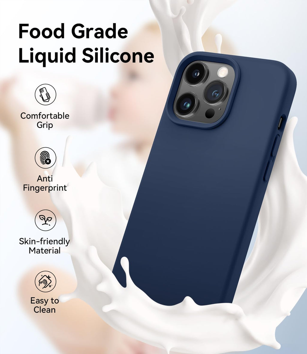 Magnetic Silicone Phone Case with Microfiber Lining, 6.7 inch, Navy Blue S11267