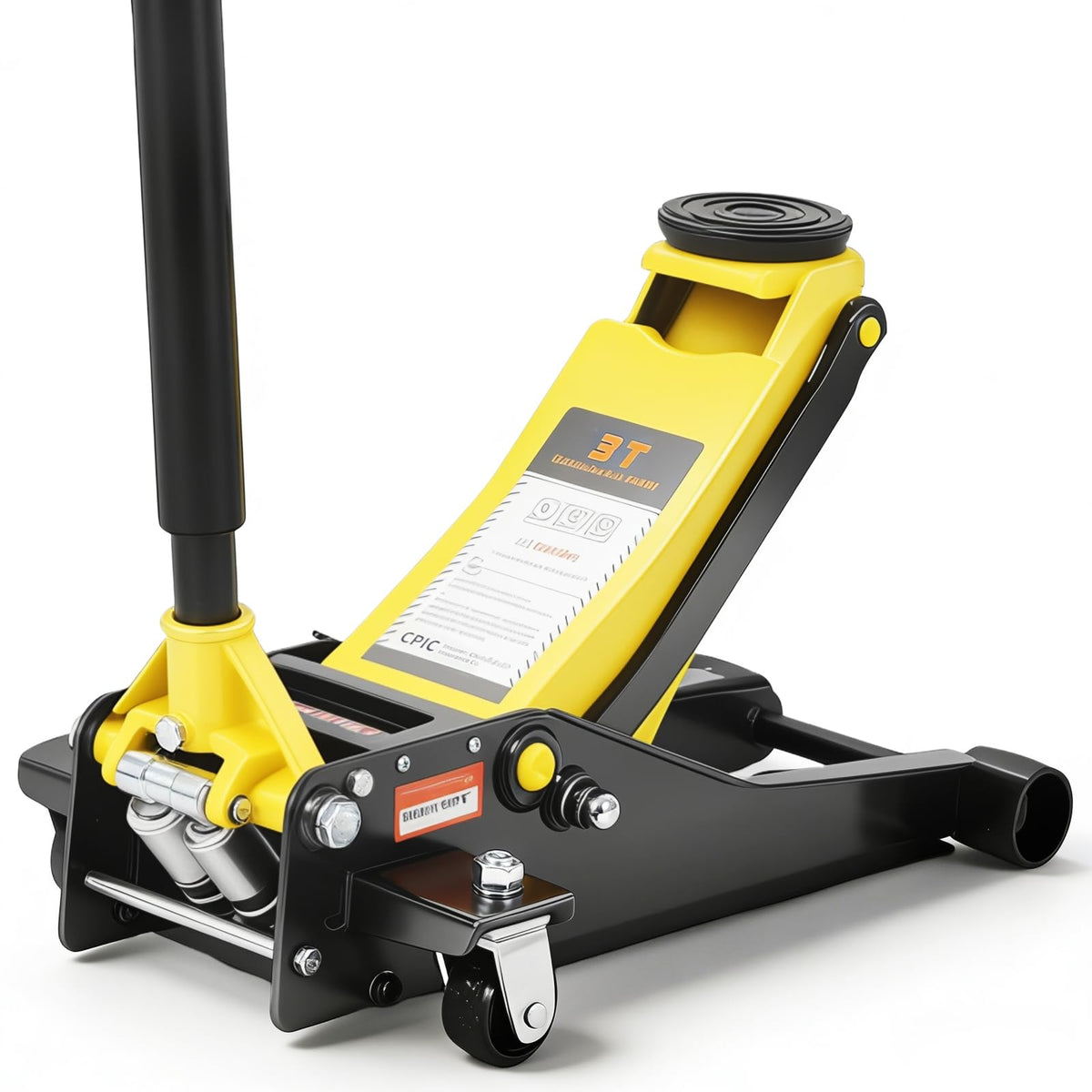 3 Ton Low Profile Hydraulic Floor Jack with Dual Piston Quick Lift Pump Steel Yellow O417