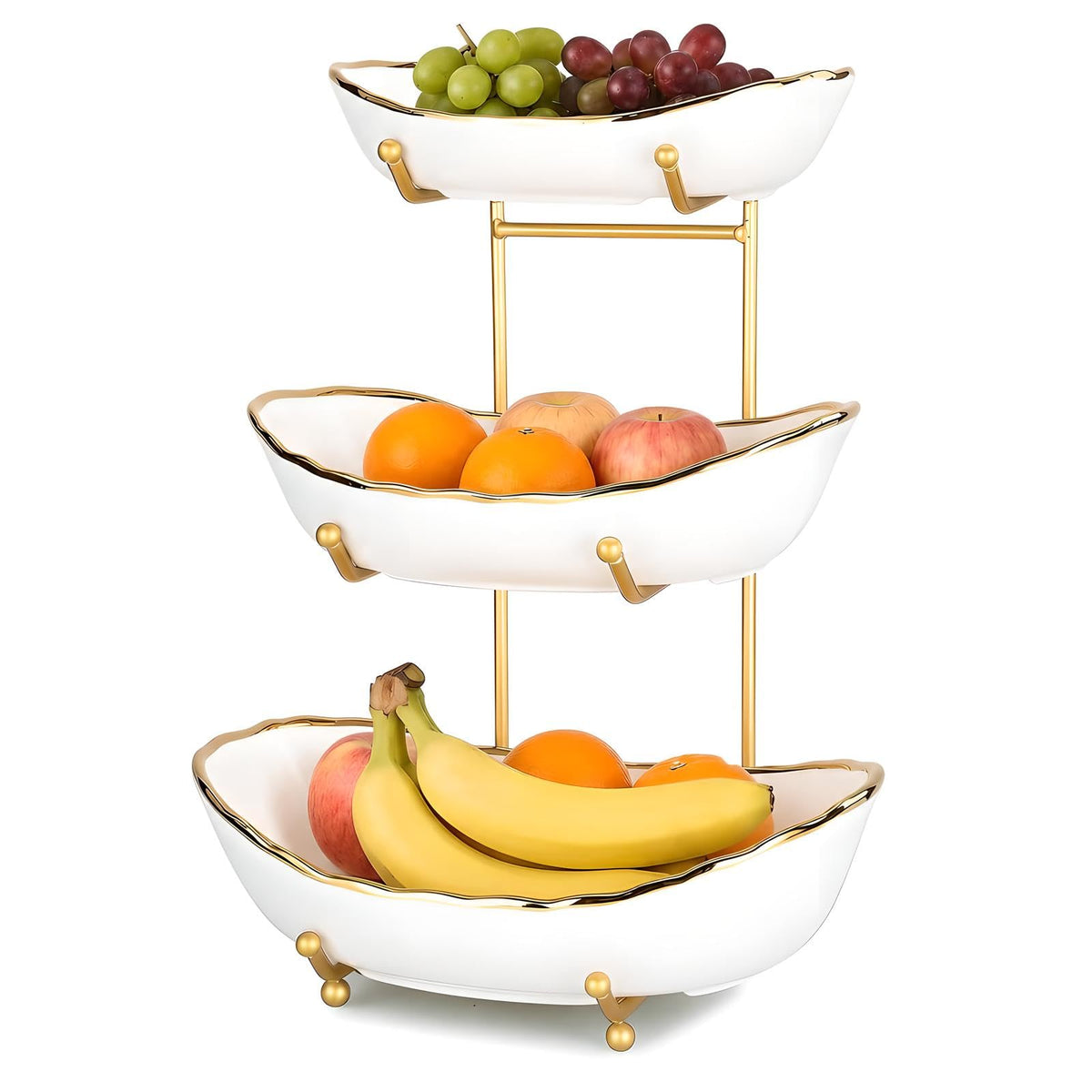 3 Tier White Ceramic Fruit Bowl B222621