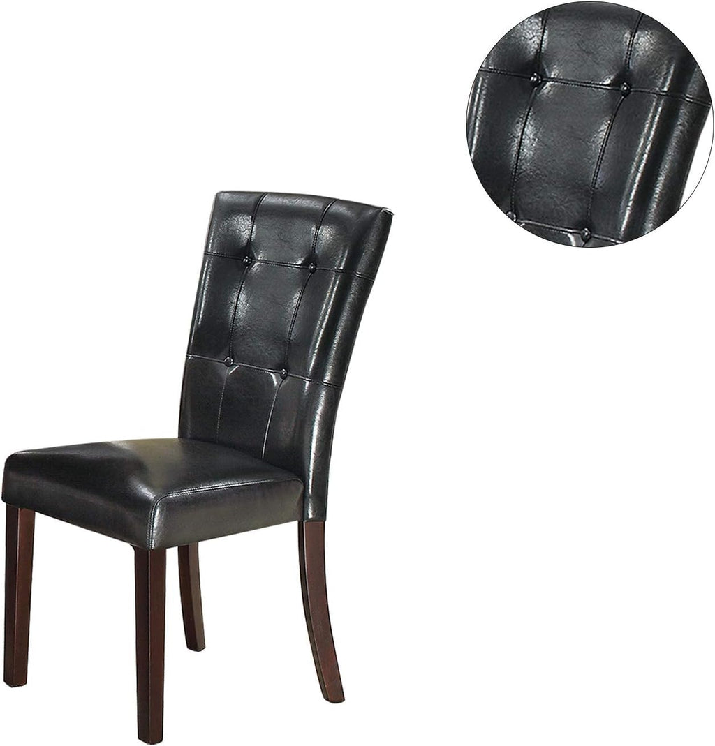 Set of 2 Black Faux Leather Tufted Dining Chairs Q221