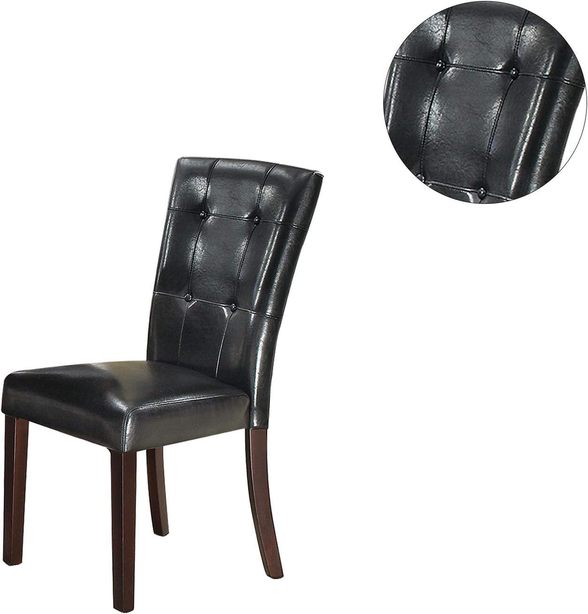 Set of 2 Black Faux Leather Tufted Dining Chairs Q221