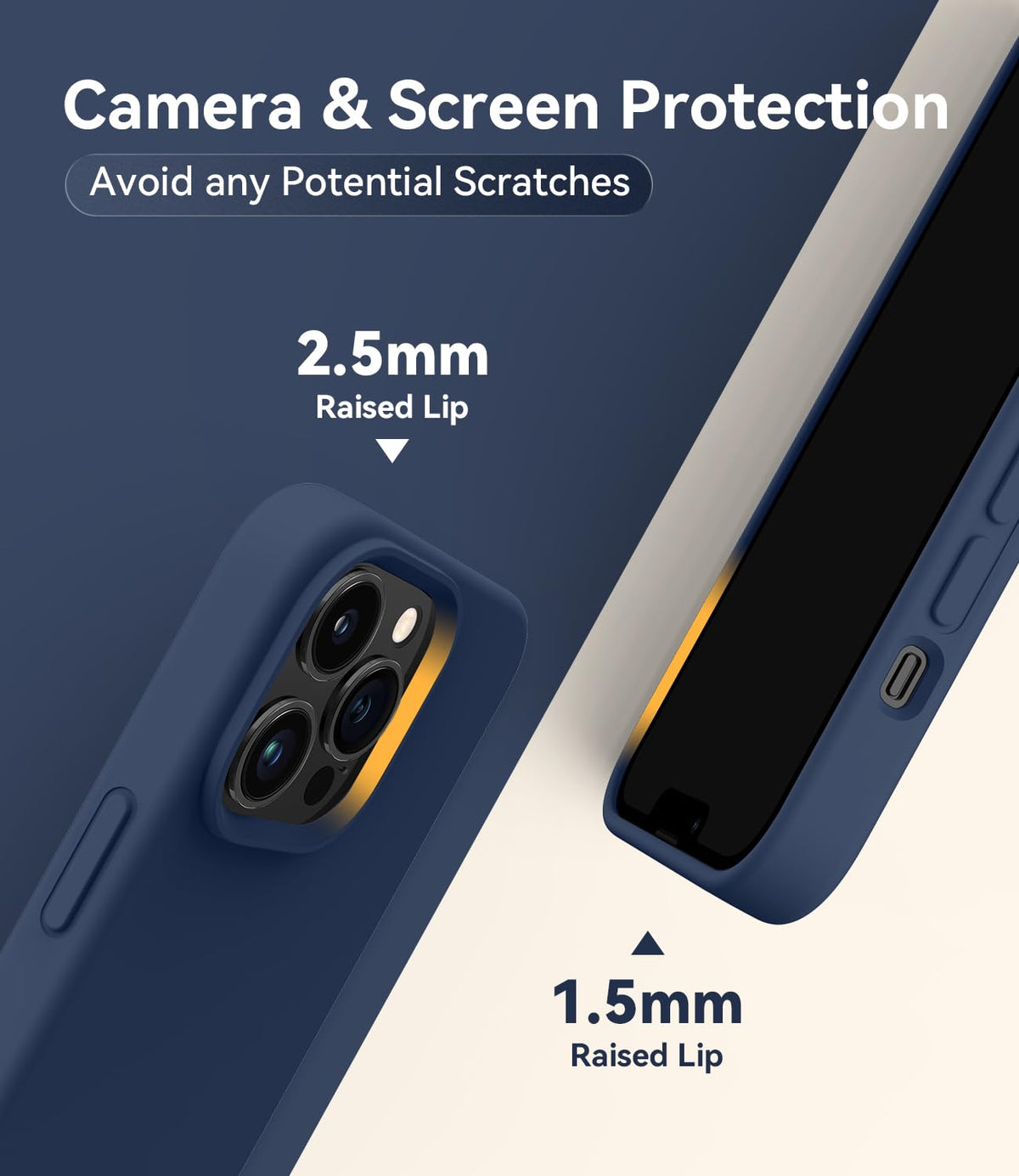 Magnetic Silicone Phone Case with Microfiber Lining, 6.7 inch, Navy Blue S11267