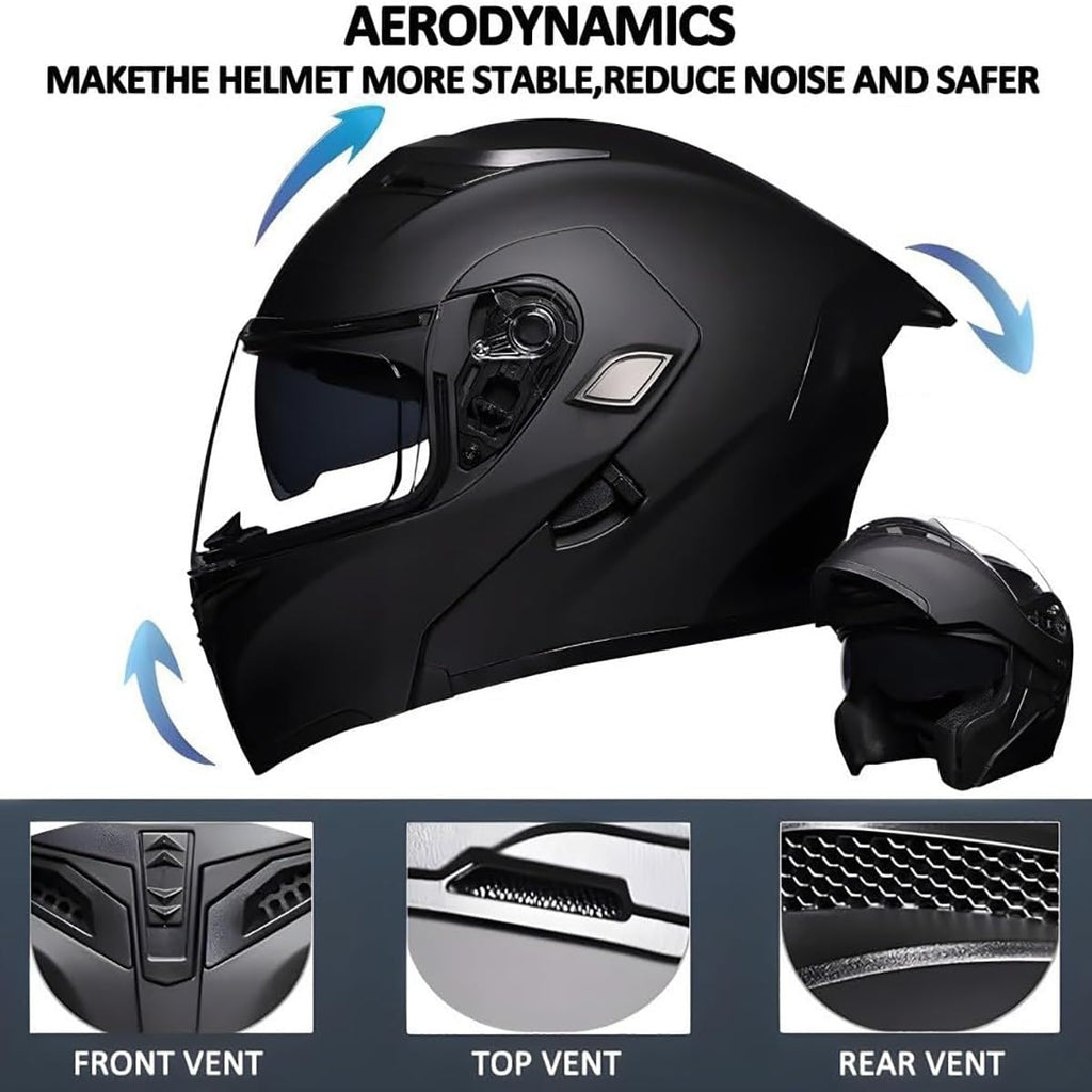 Flip Up Full Face Bluetooth Motorcycle Helmet with Dual Visor N331909