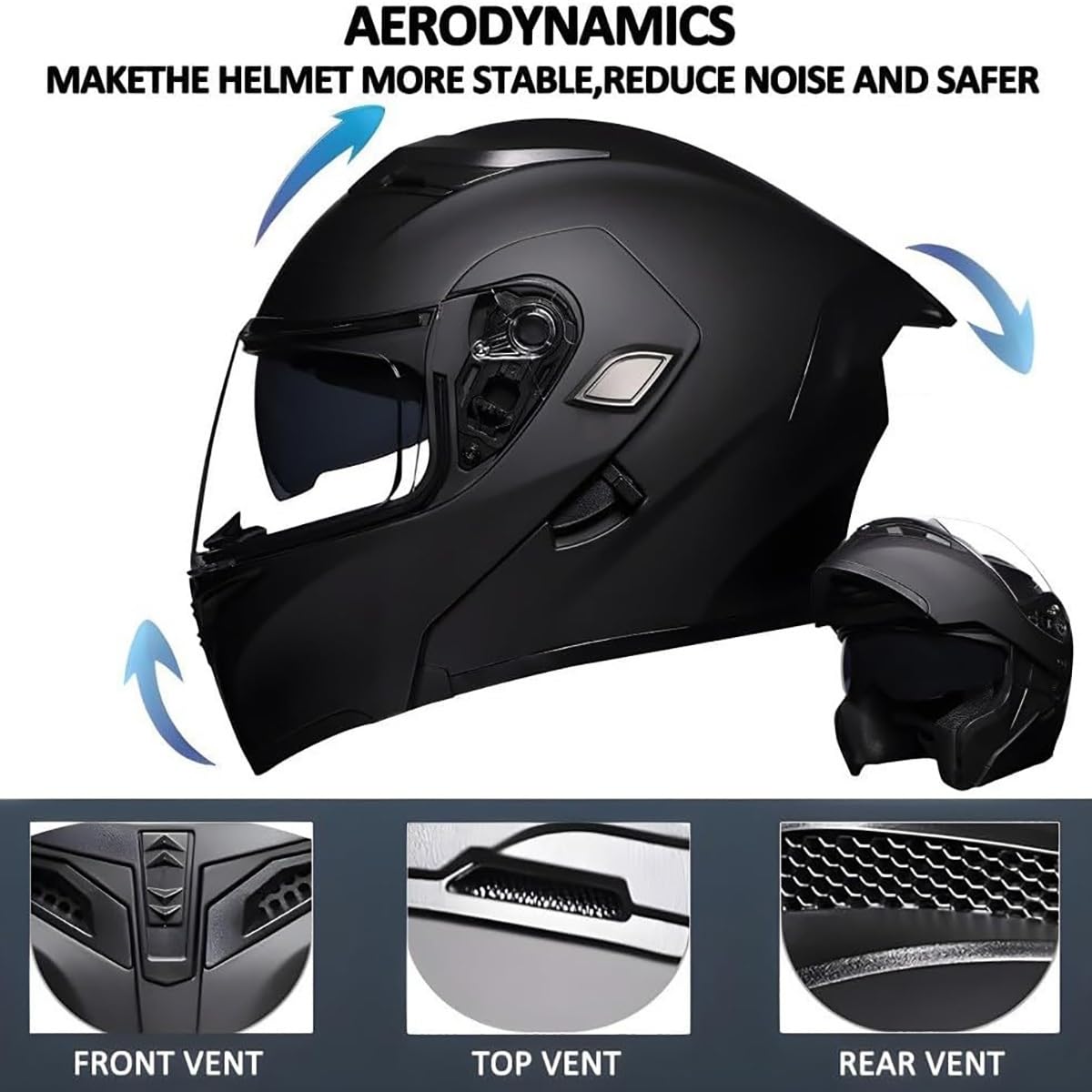 Flip Up Full Face Bluetooth Motorcycle Helmet with Dual Visor N331909