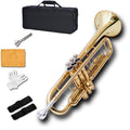 Golden B Flat Three-Tone Trumpet with Box Maintenance Suit Y481