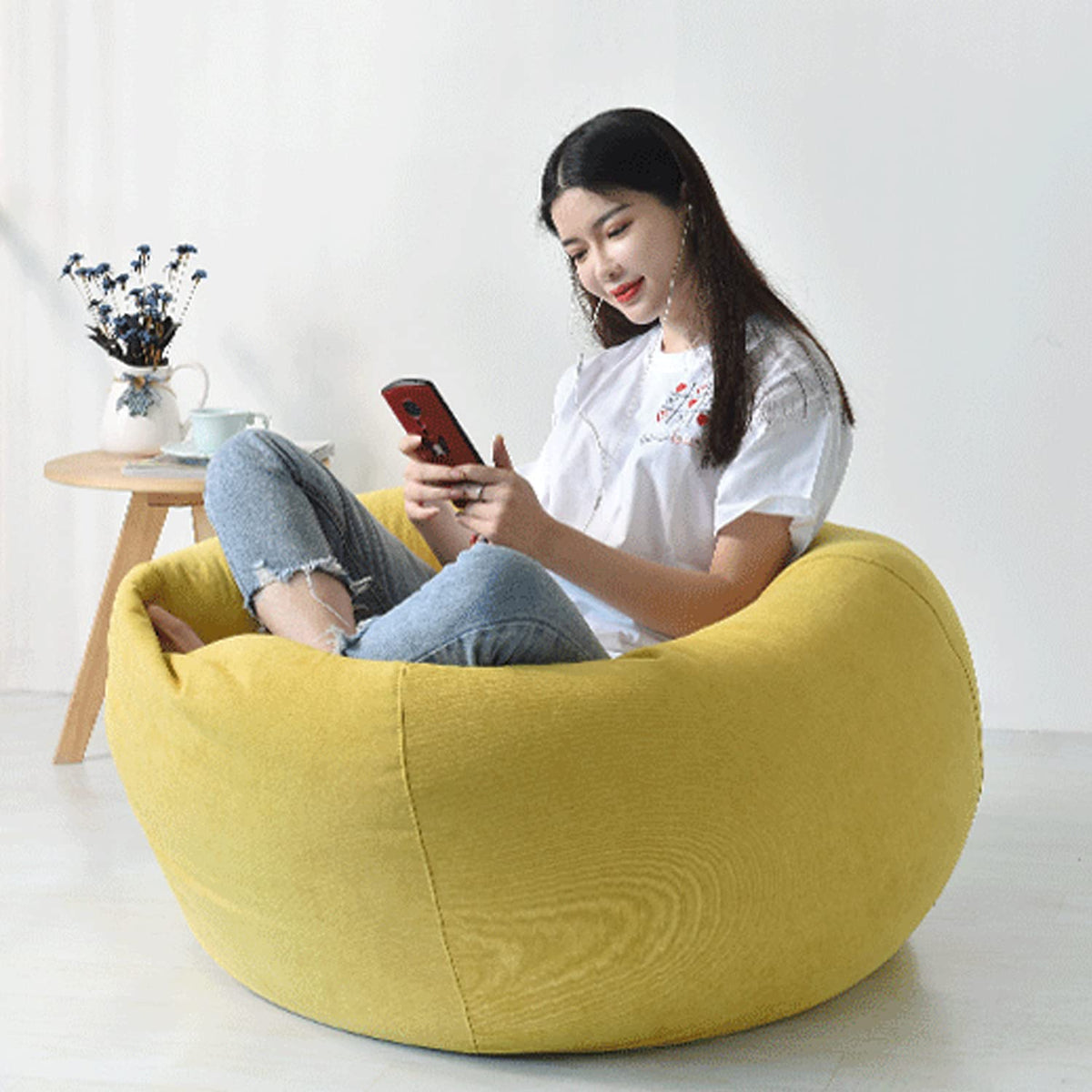Yellow Washable Bean Bag Chair Cover I965353