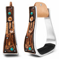 Aluminum Antique Copper Engraved Western Saddle Stirrups A445723