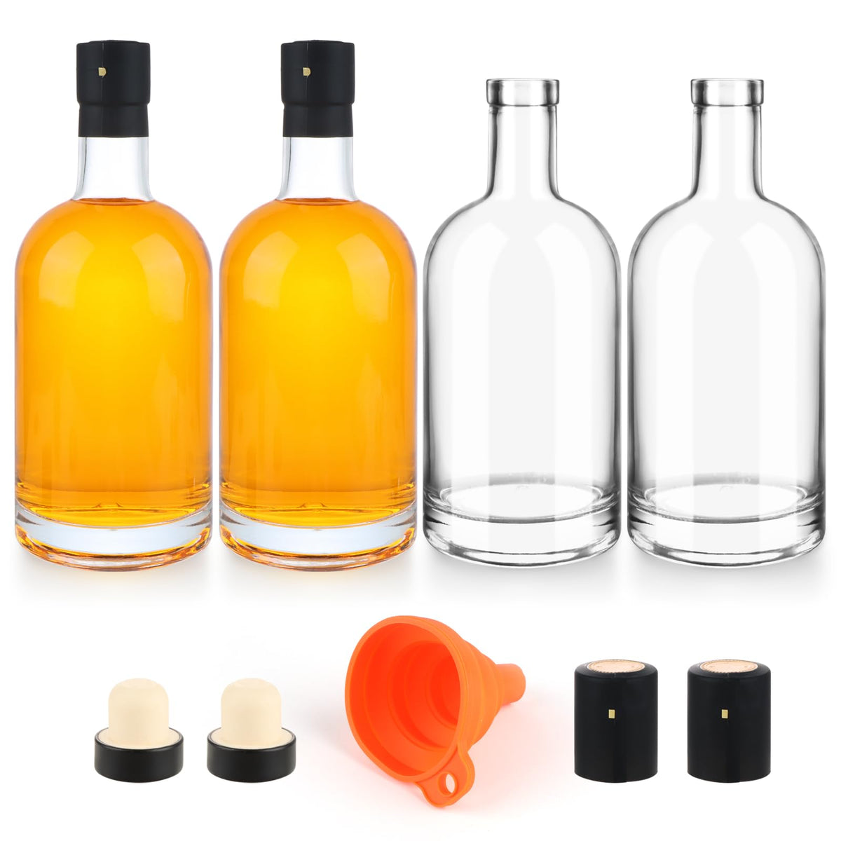 4 Pack 25oz Clear Glass Bottles with Cork Lids C2350
