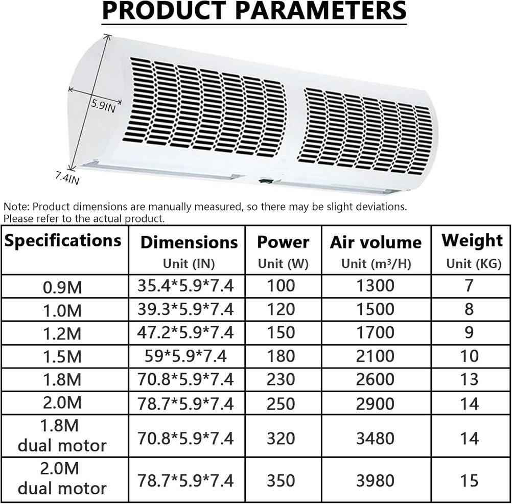 Wall Mounted Air Curtain, 2-Speed with Remote Control C50168