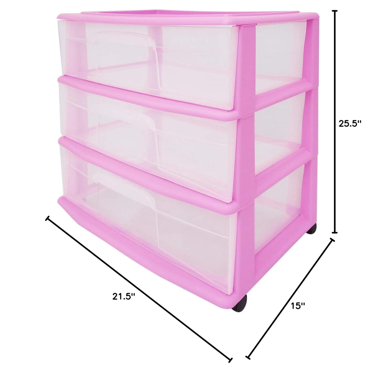 Wide Plastic 3 Drawer Storage Cart S290