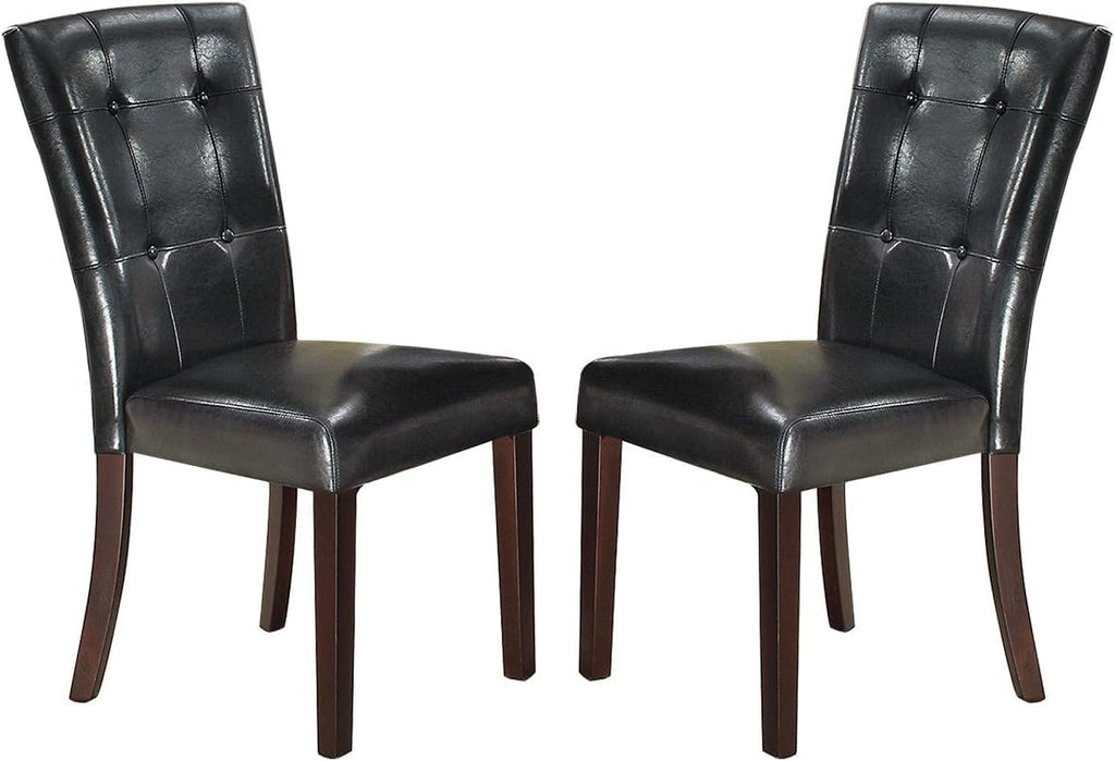 Set of 2 Black Faux Leather Tufted Dining Chairs Q221