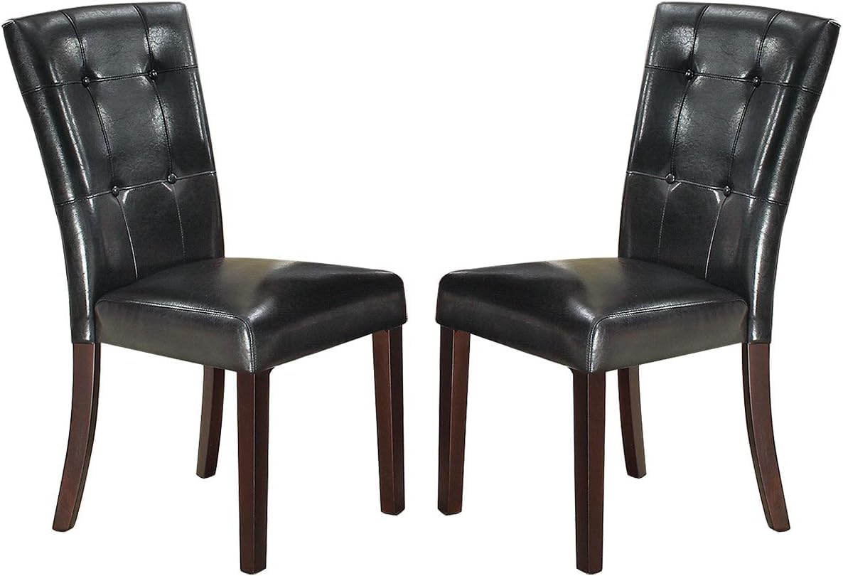 Set of 2 Black Faux Leather Tufted Dining Chairs Q221