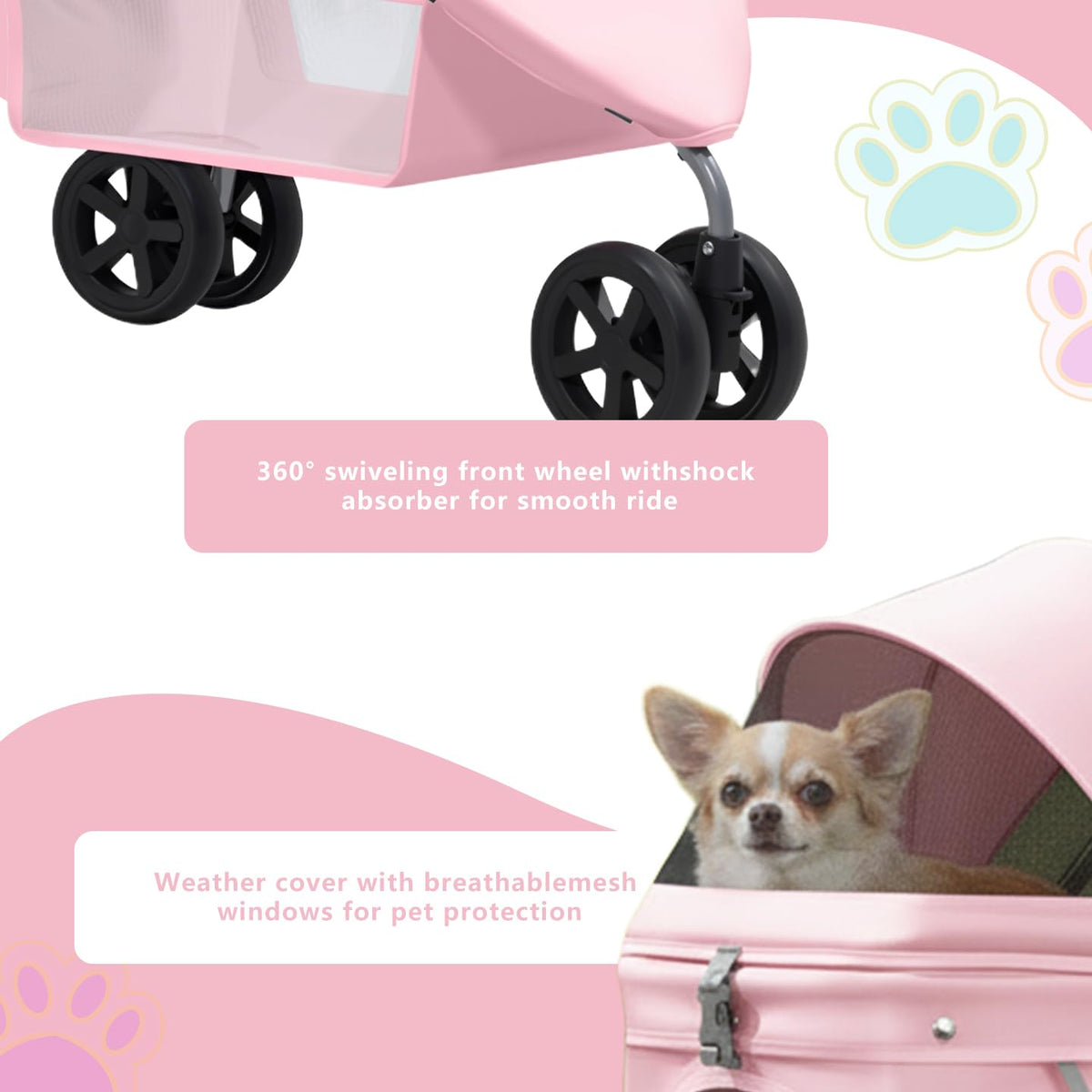 Pink Pet Stroller E6852