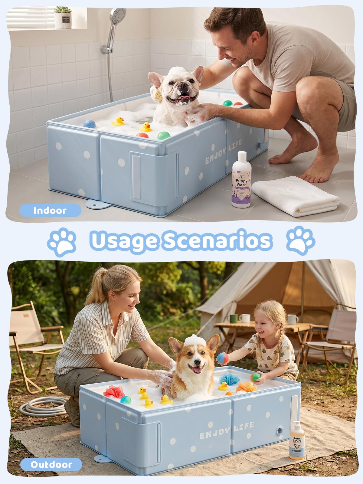 Collapsible Dog Bath Tub with Side Drain Outlet V64180