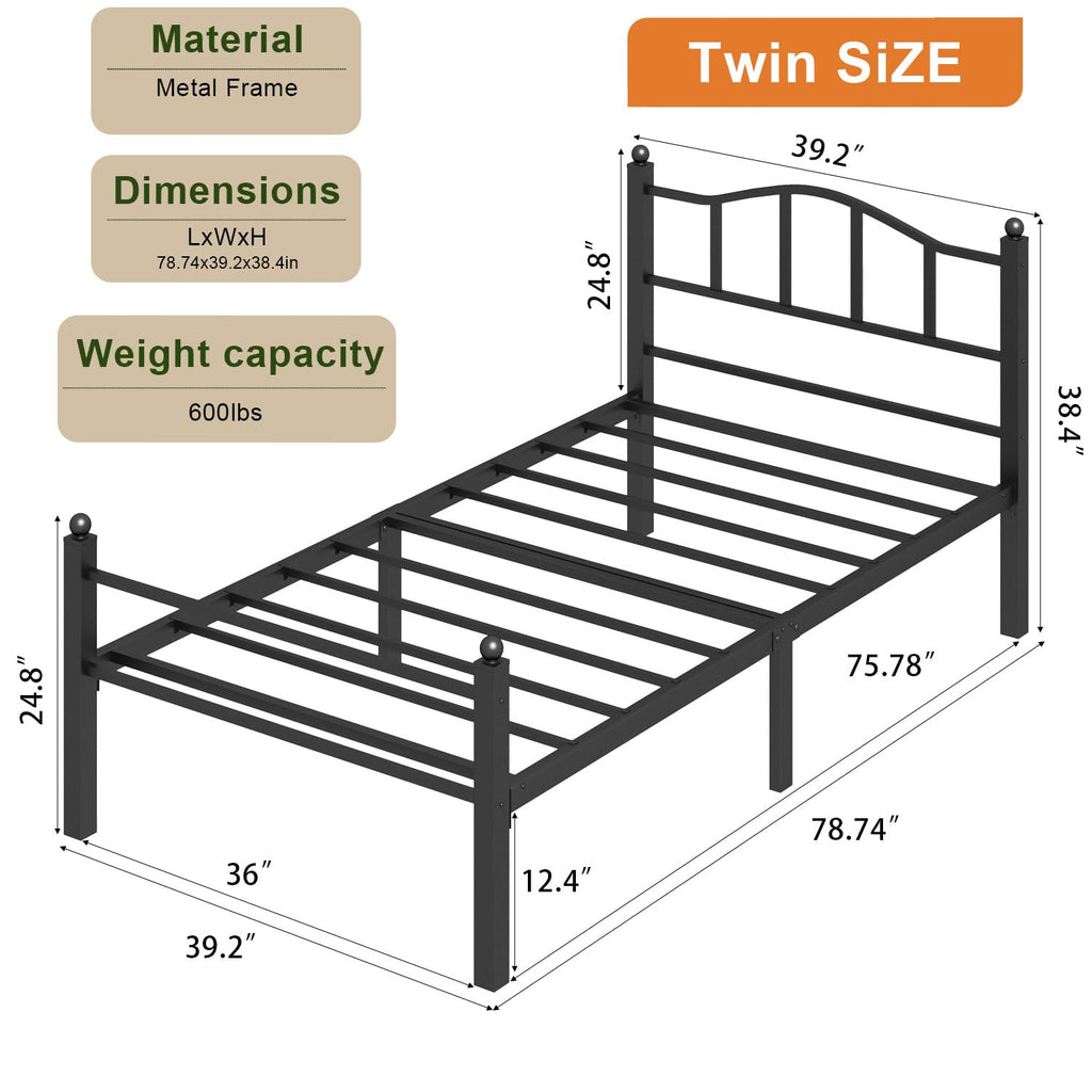 Twin Bed Frames with Headboard H8022