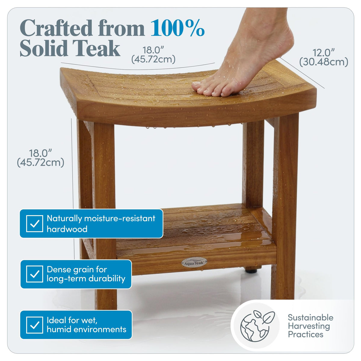 18" Teak Shower Bench K4251