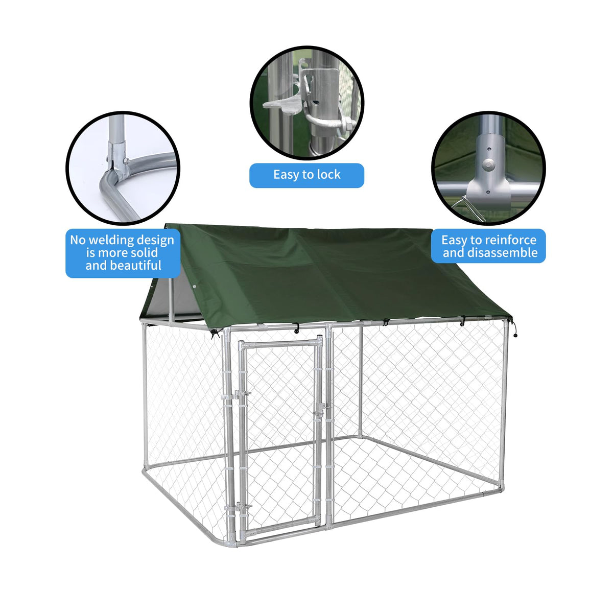 80"x80"x70" Outdoor Dog Kennel H402557
